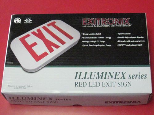 EXITRONIX ILLUMINEX SERIES RED LED EXIT SIGN ILX-R-EM-WH  NEW