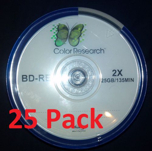 25 Pack BD-RE Rewritable Blank Media - 2X Speed, 25GB, 135 Minute COLOR RESEARCH