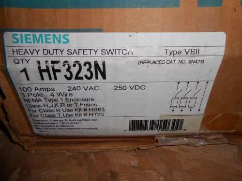 SIEMENS HF323N DISCONNECT 100 AMP 240 VOLT SAFETY SWITCH