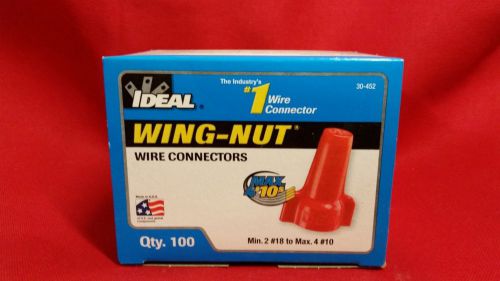 Ideal 30-452, Winged Wire Nut Connector Red 18-10 AWG, 1-Box of 100