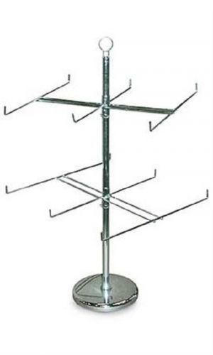 (LOT OF TWO) 2 TIER SPINNER RACK 26&#034; Dia. x 25&#034; H (Silver)