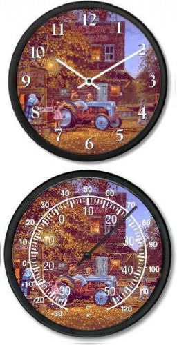 New FORD 8N Tractor Clock and Thermometer Set DAVE BARNHOUSE Ready or Not Scene