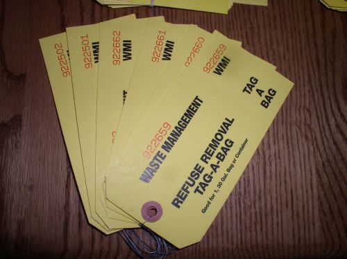 Waste Management Refuse Removal Tag-A-Bag Garbage Tags For 30 Gal. Bags - 126!!