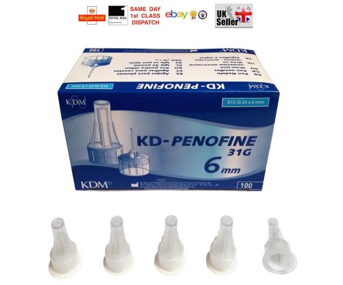 1x 100x INSULIN PEN NEEDLES KDM KD-PENOFINE STERILE 31G 0.25x6 mm FAST &amp; CHEAP