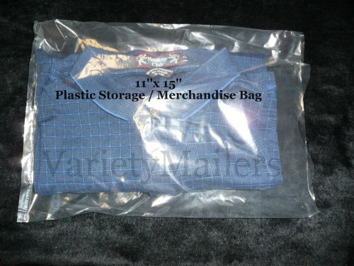 100 CLEAR FLAT POLY PLASTIC MERCHANDISE / STORAGE BAGS  11&#034;x15&#034;  2MIL