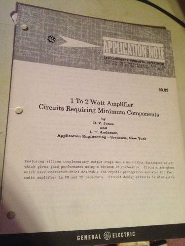 VINTAGE LAB GE GENERAL ELECTRIC 1 TO 2 WATT AMPLIFIER CIRCUITS COMPONENTS