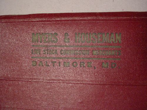Live Stock Merchants Myers &amp; Houseman Baltimore NJ Union Stock Yards Book 1943