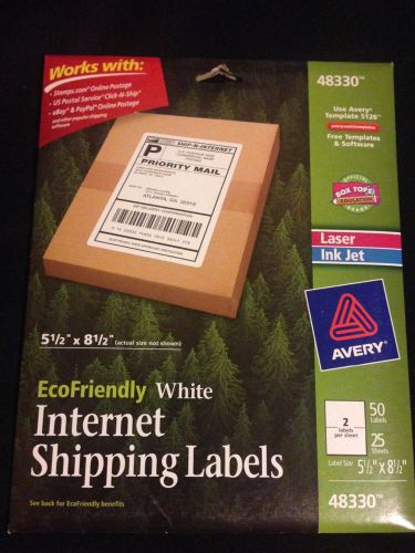 EcoFriendly White Internet Shipping Labels 25 sheets 50 labels 5 1/2&#034; X 8 1/2&#034;