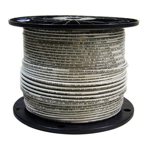 500-ft 14-awg solid conductor soft copper pvc thhn wire cable by-the-roll white for sale