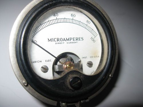 Marion Elec. 0-100 Microamperes DC  Panel Meter 2.25&#034; round