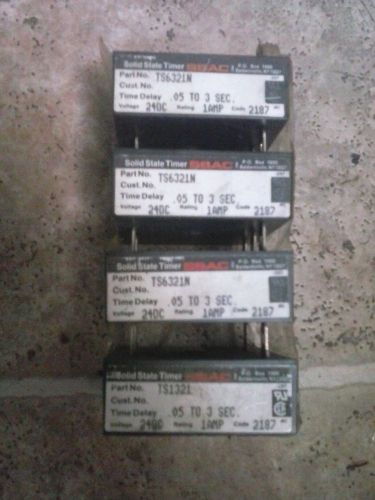 SSAC SOLID STATE TIME DELAY RELAY P/N TS6321N .05 to 3 sec.24DC 1amp lot of 4