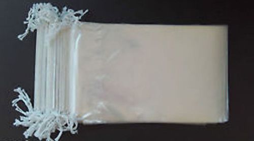 16 x 24 2mil Clear Poly Cotton Drawstring Bags - Packed 500 bags per case
