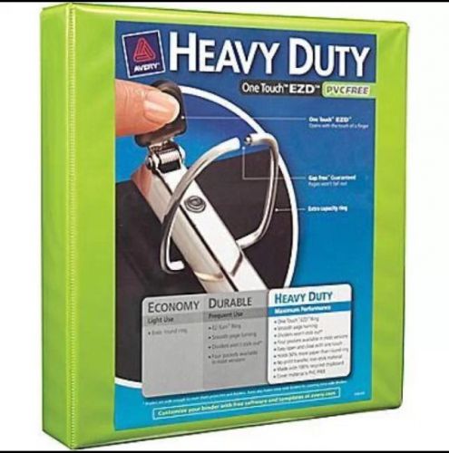 1.5&#034; Avery Heavy-Duty View Binder with One Touch EZD Rings Bright Green New
