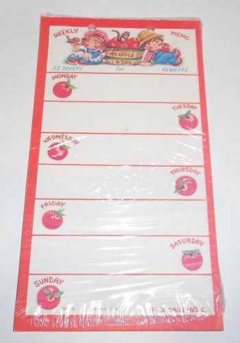 Vintage Apple Darlin&#039;s Weekly Memo Note Pad 52 Sheets SEALED 1970&#039;s