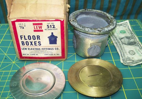ELECTRICAL FLOOR BOX LEW  MODEL 812 Vintage New Old Stock Brass Cover
