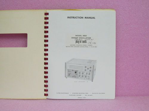 Alfred Manual 650 Series Sweep Oscillator Plug-ins Instr. Man. w/Schem. #75831
