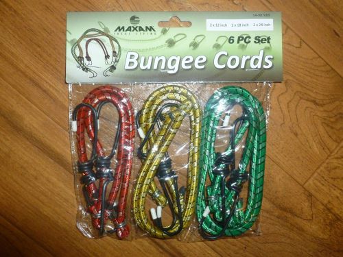 6 pack Bungee Cords in 3 Different Lengths Red,Yellow,Green CHEAP PRICE + NEW