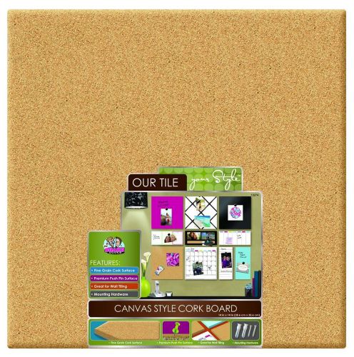 Canvas Style Cork Board, 14 x 14 Inches, Board Dudes, 13274, New, Free Shipping