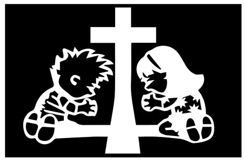 kids at Cross  Sticker Religious Christian VINYL CAR  STICKER DECAL 11inch