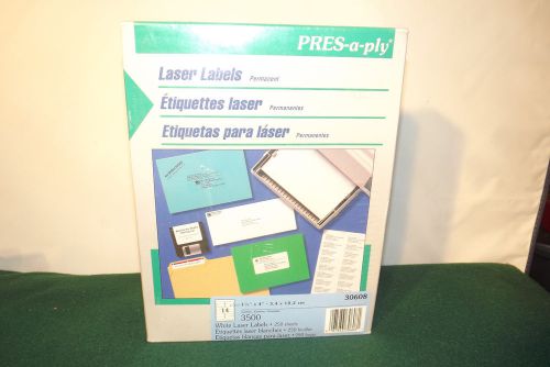 Pres-a-ply avery 30608 white return address laser labels 1.33&#034; x 4&#034;  3500 new for sale