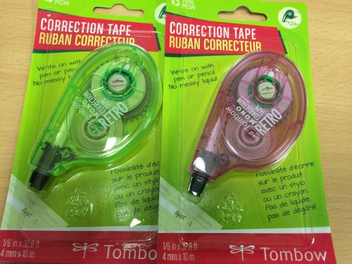 2 LOT - New Genuine Tombow Correction Tape Retro White Tape Single Line
