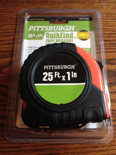 Pittsburgh - quikfind tape measure - 25 ft. x 1in.- rubber grip - accurate,tough for sale