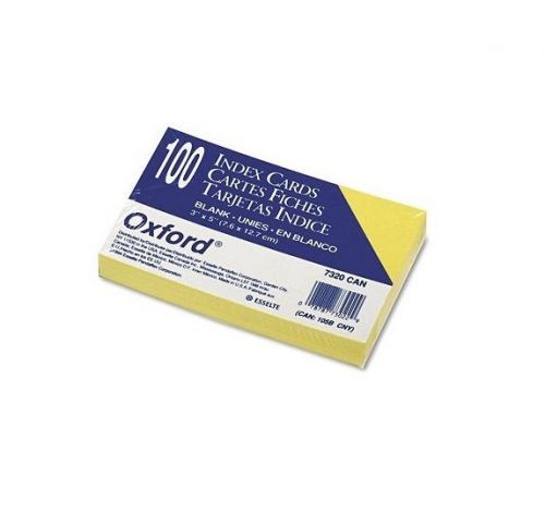 Oxford Unruled 3&#034; x 5&#034; Index Cards 100 Count Canary Plain Recycled Content - New