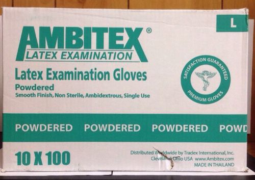 Ambitex® Smooth Powdered, Disposable Latex Exam Gloves  1000 Gloves/Case S,L,XL