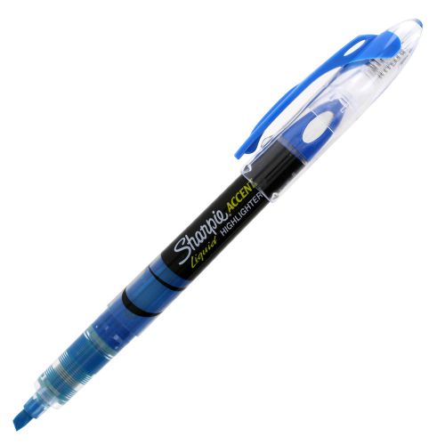 Sharpie Accent Pen Style Highlighter, Chisel Tip, Fluorescent Blue, Pack of 12