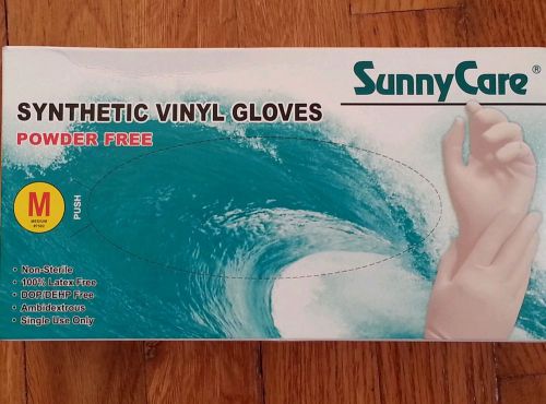 Sunny Care Synthetic Vinyl Gloves (Power Free) Size M, 100 Gloves