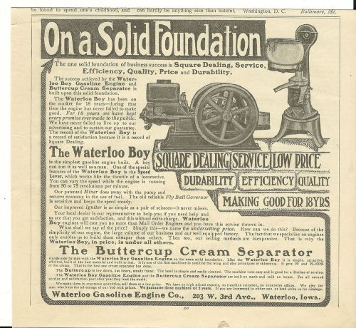 April 1911 Waterloo Gasoline Engine Co. Waterloo, Iowa Waterloo Boy Engine  ad