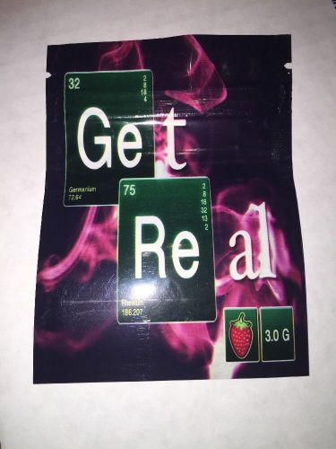 100 Get It Real 3g EMPTY mylar ziplock bags (good for crafts incense jewelry)