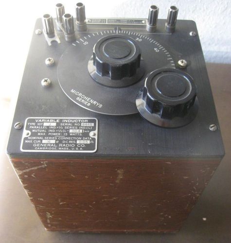 Variable Inductor General Radio 107J, 10-50uH, 15Wt, 16A, GR107J. TESTED
