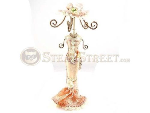 12.5 inch pink mini mannequin jewelry stand with floral detailing for sale