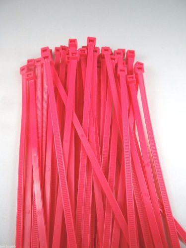 CABLE TIES WIRE TIES FLUORESCENT PINK NYLON 7&#034;  LOT OF 100 NEW MADE IN USA