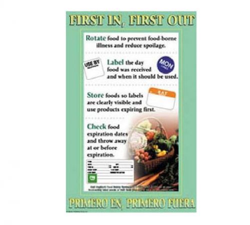 Poster, 11&#034; W x 17&#034; H, &#034;First In, First Out&#034;, laminated