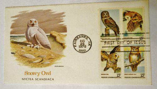 Snowy Owl - Fairbanks, AK Aug 26,1978 -1St Day Issue Envelope Unused