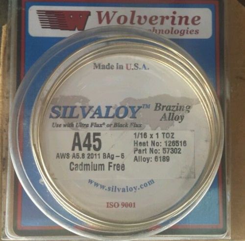 WOLVERINE SILVALOY A45 45% SILVER BRAZING ALLOY 1TROY OUNCE NEW SEALED
