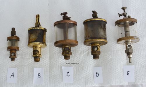 5 LOT Vintage DRIP OILERS for Hit Miss Engine Essex Michigan Detroit parts brass