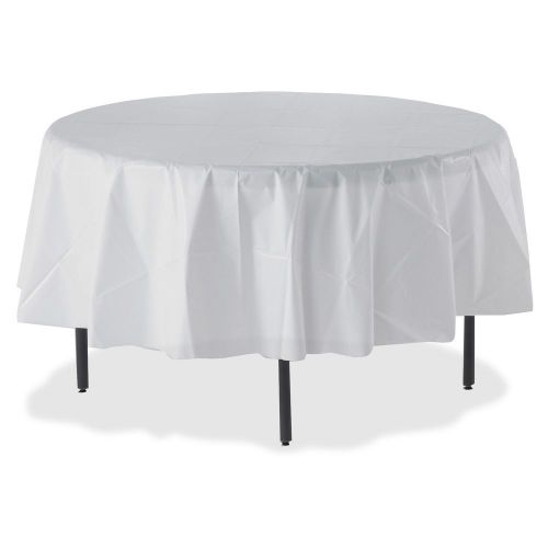 Genuine Joe Plastic Round Tablecover - 84&#034; - 4/carton - Plastic - (10330ct)