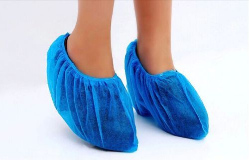 100 pcs disposable non-woven fabric shoe covers non-skid medical blue for sale