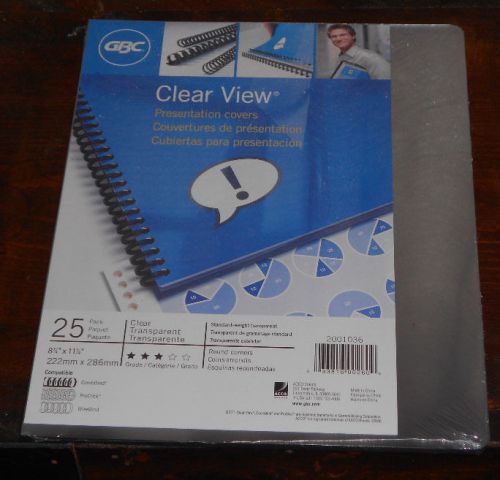 GBC Clear View Presentation Covers 25 pack 8 3/4&#034; x 11 1/4&#034; Round Corners