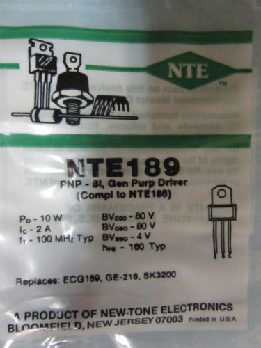 NTE189 Silicon PNP Amplifier Transistor, 2A, ECG189, GE218, SK3200 (Lot of 1)