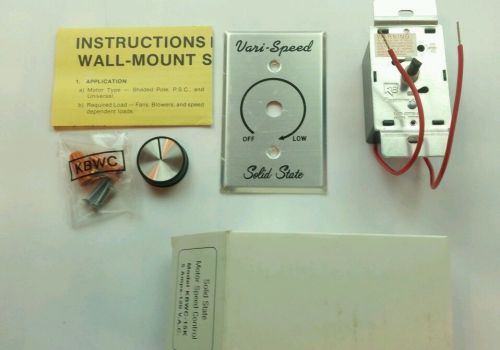 Solid State Motor Speed Control KBWC-15K 5A 120V Wall Mount (ceiling fan, etc)