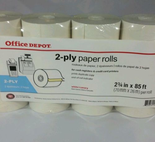 CASH REGISTER 2-PLY PAPER ROLLS 2 3/4 in x 85 ft  white/canary OFFICE Depot