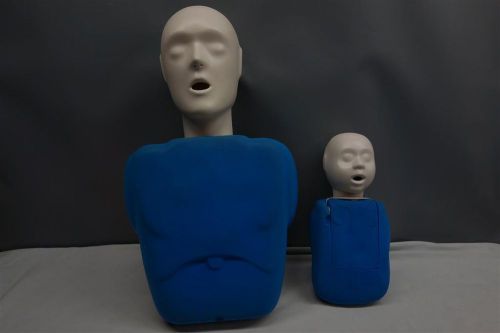 Lot of 2 CPR Prompt Dummy Mannequin Adult &amp; Baby Child Manikins Infant AED