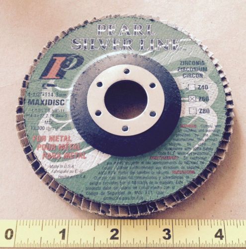 Pearl MaxiDisc 4 1/2&#034; Zirconia Zirconium 7/8&#034; for Metal Z-60 Grit Grinding Wheel
