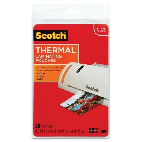 LOT OF 6 Scotch Thermal Laminating Pouch - 4&#034;Wx6&#034;L - 20 / Pack - MMMTP590020