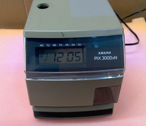 Amano 3000xN Pix-3000 PIX3000XNT Time Clock with Power Cord and Cables