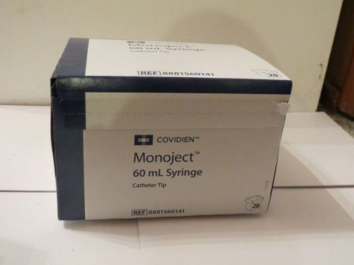 Covidien Monoject 60ml syringes w/catheter tip.   Unopened box of 20